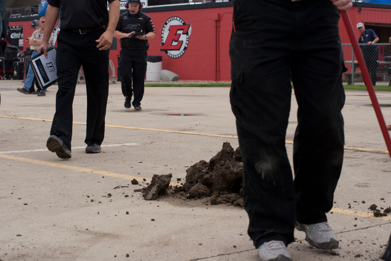 Illustration for article titled 'I Feel Like I'm Shoveling Elephant Shit' - Mud At NASCAR On Eldora